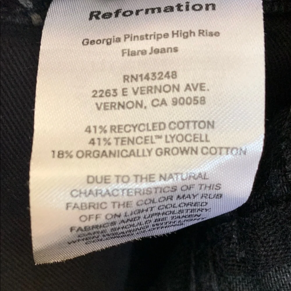 Reformation Georgia Pinstripe High Rise Flare Jeans Size 25 - Picture 13 of 13